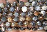 CCB2179 15 inches 10mm faceted coin fossil coral beads