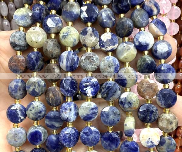 CCB2185 15 inches 10mm faceted coin orange sodalite beads