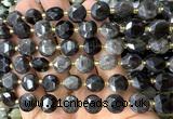CCB2193 15 inches 10mm faceted coin silver obsidian beads