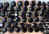 CCB2195 15 inches 10mm faceted coin black obsidian beads