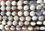 CCB2207 15 inches 10mm faceted coin white opal beads