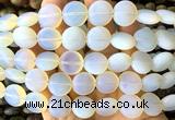CCB2270 15 inches 15mm flat round matte opalite beads wholesale