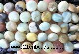 CCB2272 15 inches 15mm flat round matte colorful amazonite beads