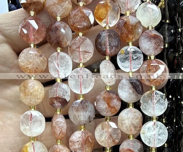 CCB2304 15 inches 12mm faceted coin red quartz gemstone beads