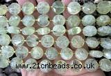 CCB2305 15 inches 12mm faceted coin green rutilated quartz beads
