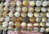 CCB2315 15 inches 12mm faceted coin yellow morganite beads