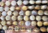 CCB2317 15 inches 12mm faceted coin yellow crazy lace agate beads