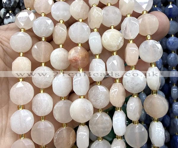 CCB2326 15 inches 12mm faceted coin pink aventurine jade beads