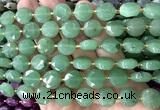 CCB2328 15 inches 12mm faceted coin green aventurine jade beads