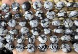 CCB2353 15 inches 12mm faceted coin snowflake obsidian beads
