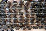 CCB2354 15 inches 12mm faceted coin ice black obsidian beads