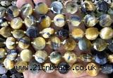 CCB2363 15 inches 12mm faceted coin golden & blue tiger eye beads
