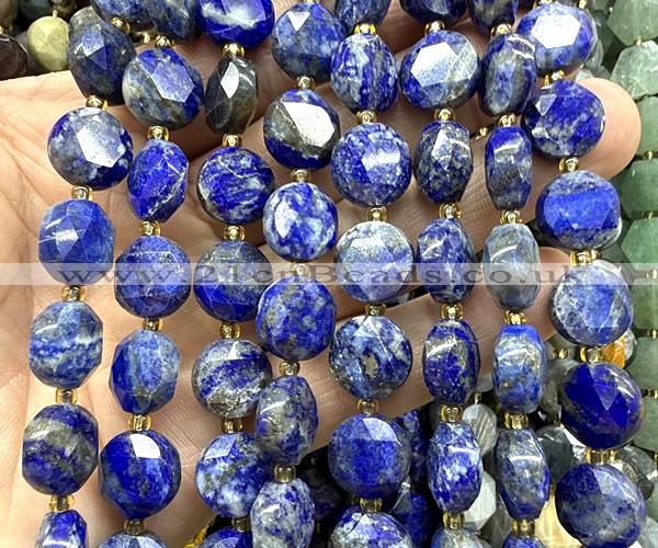 CCB2375 15 inches 12mm faceted coin lapis lazuli gemstone beads