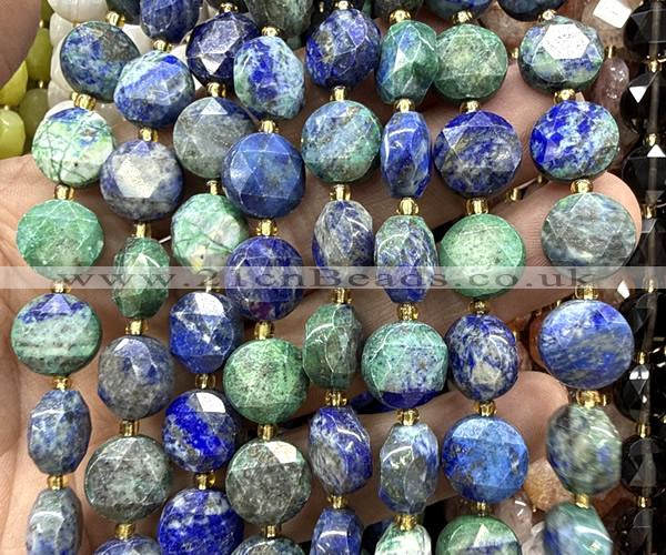 CCB2376 15 inches 12mm faceted coin chrysocolla gemstone beads