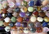 CCB2378 15 inches 12mm faceted coin colorful gemstone beads