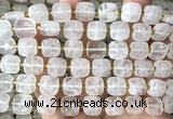 CCB2400 15 inches 10mm faceted square Angolan white quartz beads