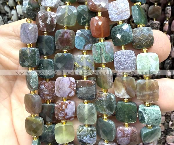CCB2407 15 inches 10mm faceted square Indian agate beads