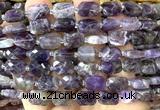 CCB2451 15 inches 9*13mm faceted rectangle dogtooth amethyst beads