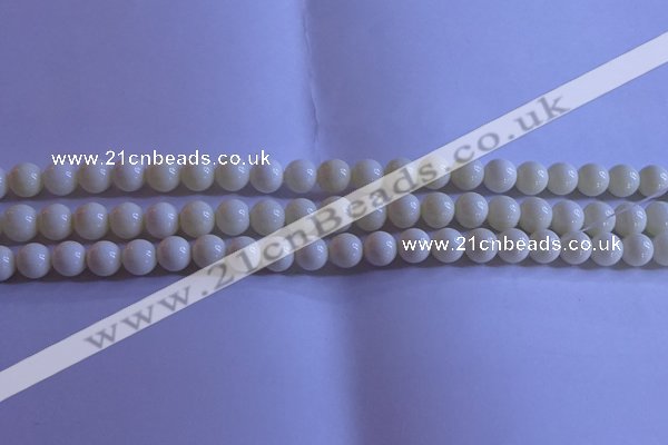 CCB301 15.5 inches 6mm round white coral beads wholesale