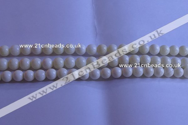 CCB302 15.5 inches 8mm round white coral beads wholesale