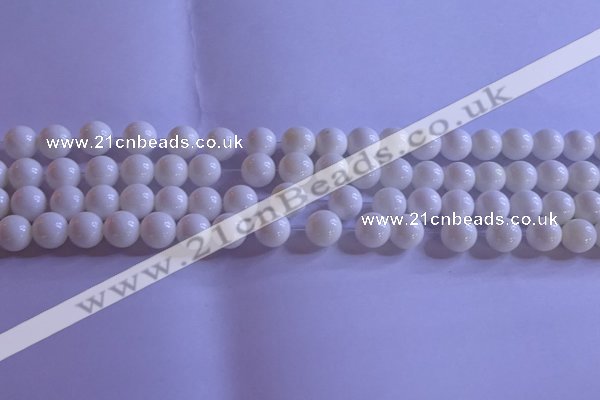 CCB402 15.5 inches 8mm round white tridacna beads wholesale