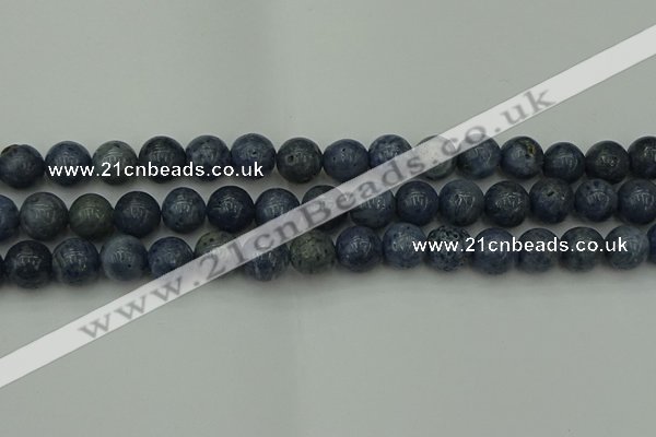 CCB454 15.5 inches 12mm round blue coral beads wholesale