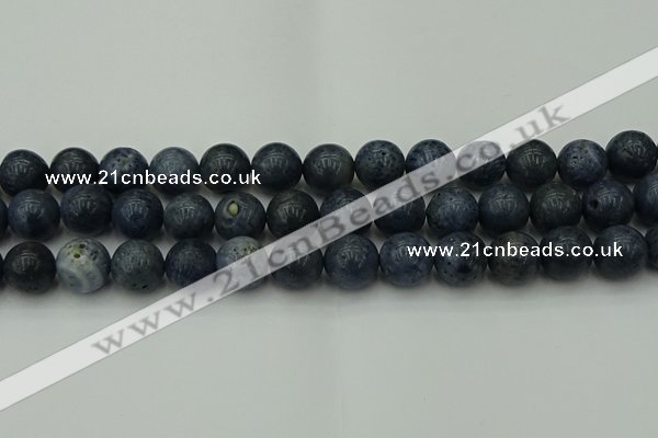 CCB455 15.5 inches 14mm round blue coral beads wholesale