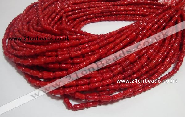 CCB50 15.5 inches 5*11mm bamboo shape red coral beads Wholesale