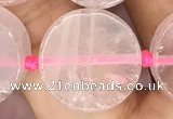 CCB502 15.5 inches 16mm coin rose quartz beads wholesale