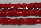 CCB51 15.5 inches 6*10mm bamboo shape red coral beads Wholesale