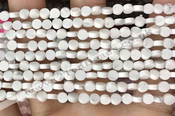 CCB510 15.5 inches 4mm coin white howlite beads wholesale