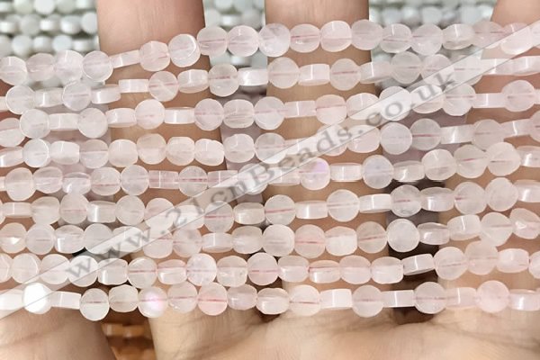 CCB511 15.5 inches 4mm coin rose quartz beads wholesale