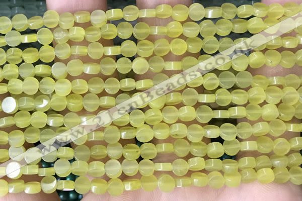 CCB514 15.5 inches 4mm coin lemon jade beads wholesale