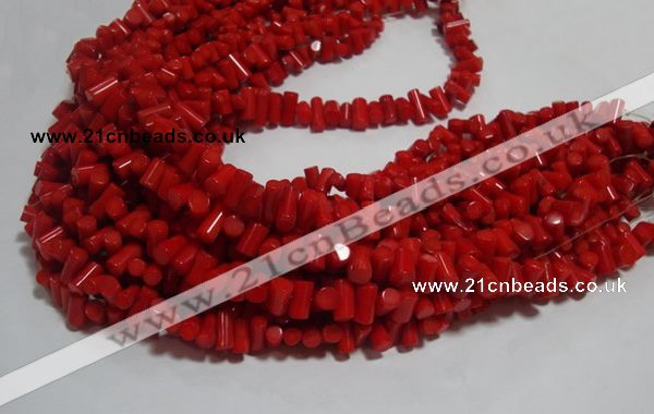 CCB53 15.5 inches 6*9mm column red coral beads Wholesale