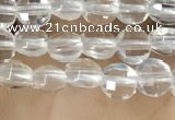 CCB530 15.5 inches 4mm faceted coin white crystal beads