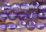 CCB531 15.5 inches 4mm faceted coin amethyst gemstone beads