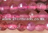 CCB532 15.5 inches 4mm faceted coin strawberry quartz beads