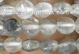 CCB533 15.5 inches 4mm faceted coin cloudy quartz beads