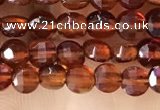 CCB536 15.5 inches 4mm faceted coin orange garnet beads wholesale