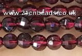 CCB538 15.5 inches 4mm faceted coin red garnet beads wholesale