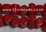 CCB54 15.5 inches 5*8mm faceted column red coral beads Wholesale