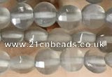 CCB541 15.5 inches 4mm faceted coin grey moonstone beads