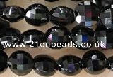 CCB549 15.5 inches 4mm faceted coin black tourmaline beads