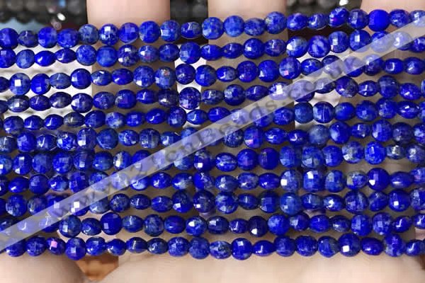 CCB554 15.5 inches 4mm faceted coin lapis lazuli beads wholesale