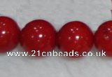 CCB58 15.5 inches 13-14mm round red coral beads Wholesale