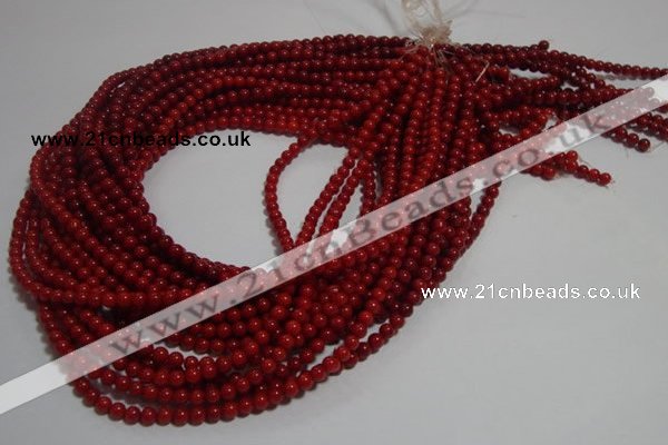 CCB60 15.5 inches 4mm round red coral beads Wholesale