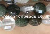 CCB604 15.5 inches 6mm faceted coin green phantom quartz beads