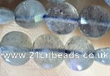 CCB607 15.5 inches 6mm faceted coin labradorite gemstone beads