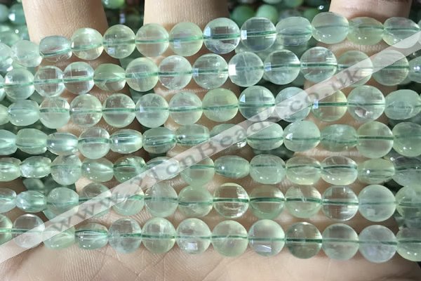 CCB608 15.5 inches 6mm faceted coin prehnite gemstone beads