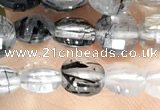 CCB609 15.5 inches 6mm faceted coin black rutilated quartz beads